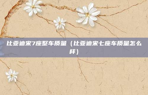 比亚迪宋7座整车质量(比亚迪宋七座车质量怎么样)