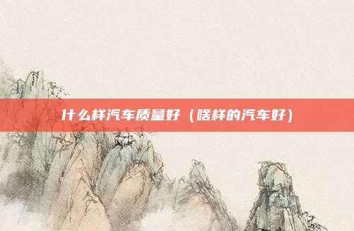 什么样汽车质量好(啥样的汽车好)