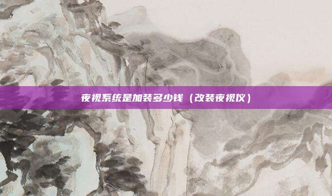 夜视系统是加装多少钱（改装夜视仪）