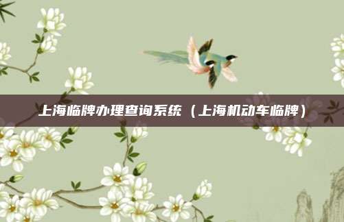 上海临牌办理查询系统（上海机动车临牌）