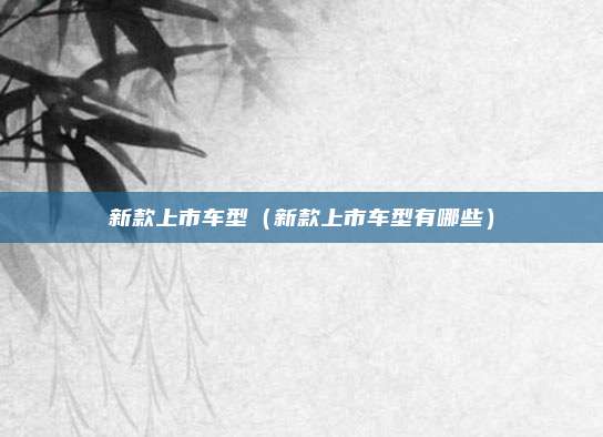 新款上市车型(新款上市车型有哪些)
