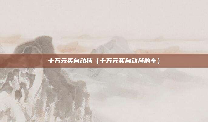 十万元买自动挡（十万元买自动挡的车）