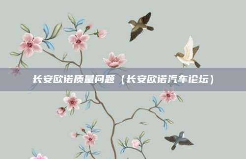 长安欧诺质量问题(长安欧诺汽车论坛)