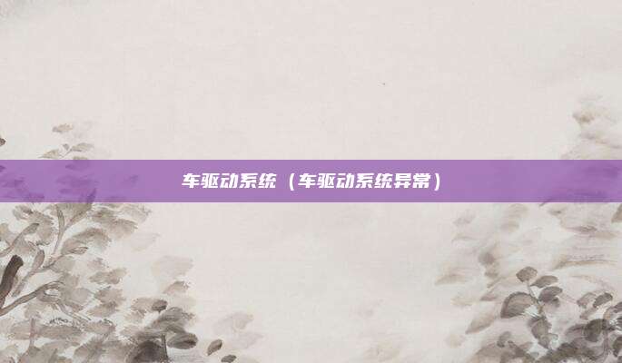 车驱动系统（车驱动系统异常）