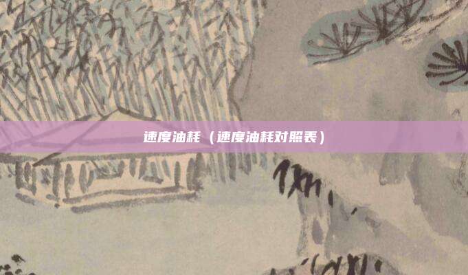 速度油耗（速度油耗对照表）