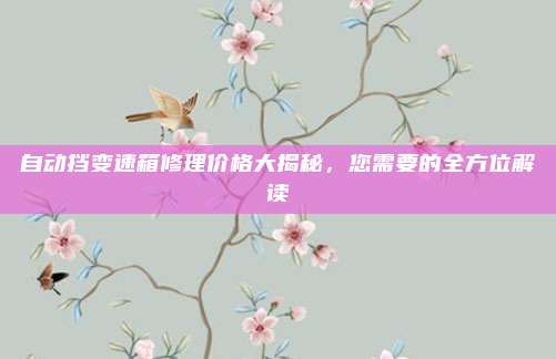 自动挡变速箱修理价格大揭秘,您需要的全方位解读