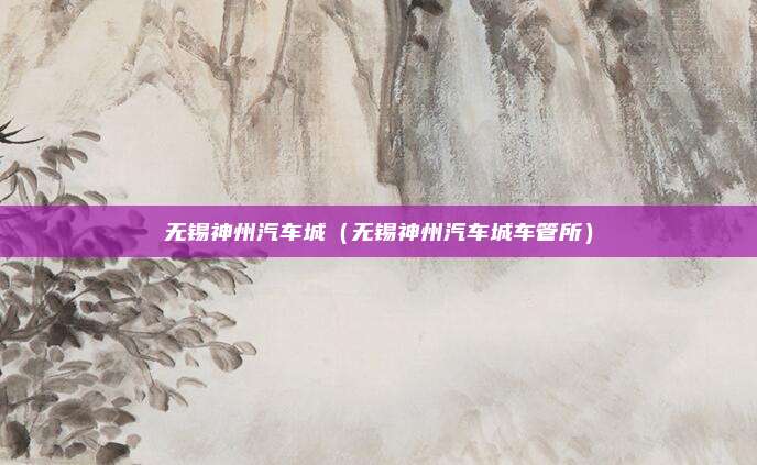 无锡神州汽车城（无锡神州汽车城车管所）