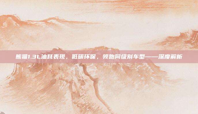 熊猫1.3L油耗表现,低碳环保,领跑同级别车型——深度解析