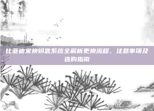 比亚迪宋换钥匙系统全解析更换流程、注意事项及选购指南