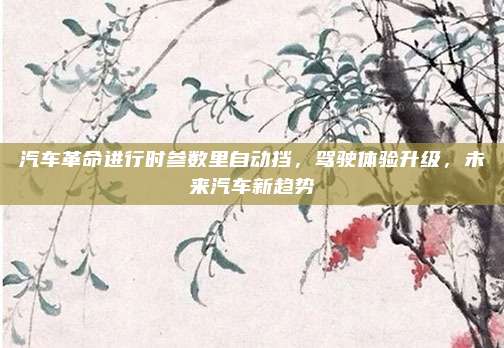 汽车革命进行时参数里自动挡,驾驶体验升级,未来汽车新趋势