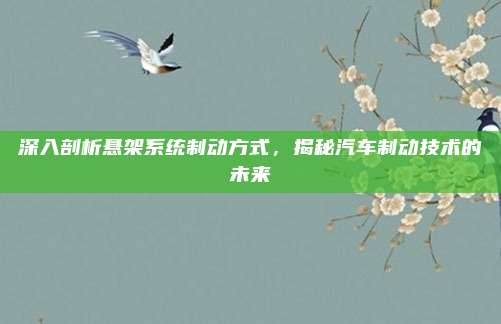 深入剖析悬架系统制动方式,揭秘汽车制动技术的未来