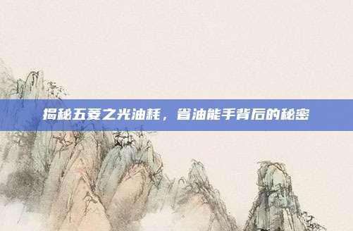 揭秘五菱之光油耗,省油能手背后的秘密
