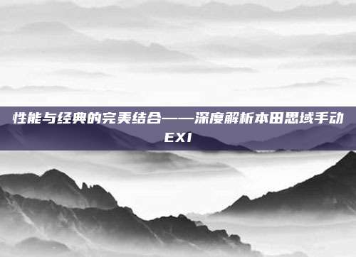 性能与经典的完美结合——深度解析本田思域手动EXI