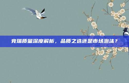 竞瑞质量深度解析，品质之选还是市场泡沫？