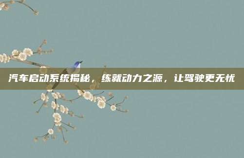 汽车启动系统揭秘，练就动力之源，让驾驶更无忧