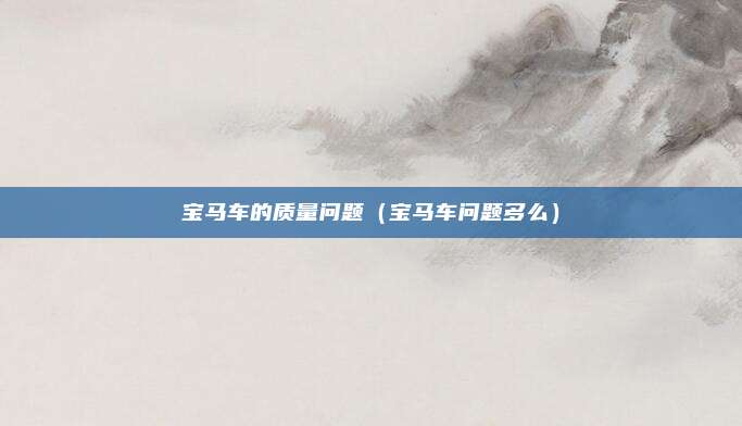 宝马车的质量问题(宝马车问题多么)