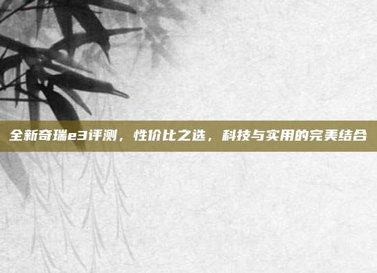 全新奇瑞e3评测，性价比之选，科技与实用的完美结合
