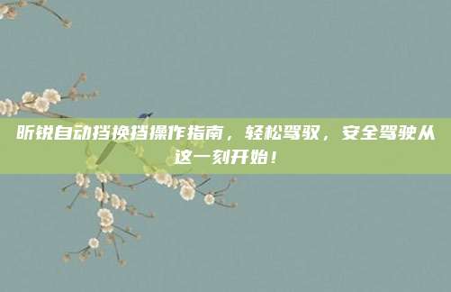 昕锐自动挡换挡操作指南，轻松驾驭，安全驾驶从这一刻开始！
