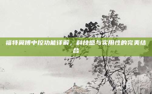 福特翼博中控功能详解，科技感与实用性的完美结合
