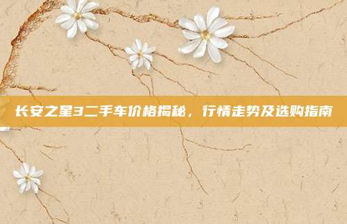 长安之星3二手车价格揭秘，行情走势及选购指南