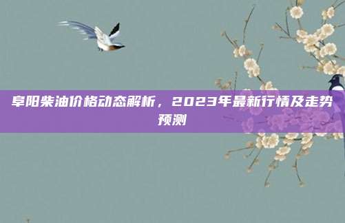 阜阳柴油价格动态解析，2023年最新行情及走势预测