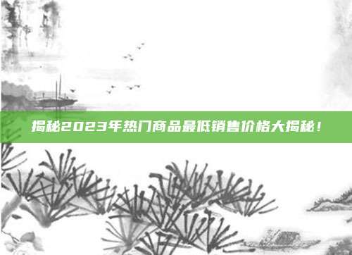 揭秘2023年热门商品最低销售价格大揭秘！