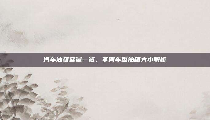 汽车油箱容量一览，不同车型油箱大小解析