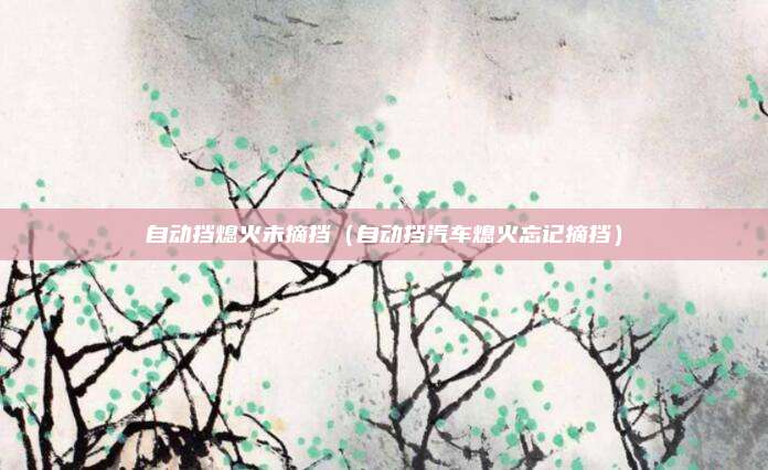 自动挡熄火未摘挡（自动挡汽车熄火忘记摘挡）
