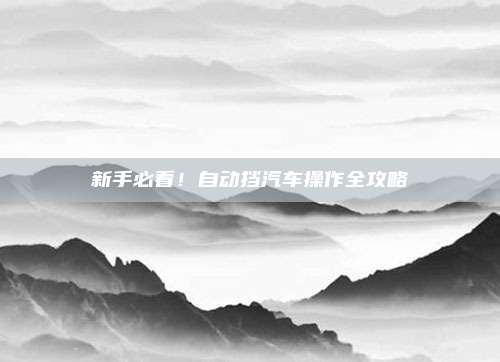 新手必看!自动挡汽车操作全攻略