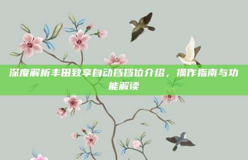 深度解析丰田致享自动挡挡位介绍,操作指南与功能解读