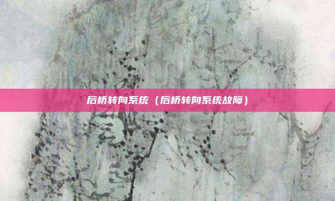 后桥转向系统（后桥转向系统故障）