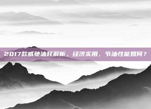 2017款威驰油耗解析,经济实用,节油性能如何?