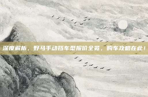 深度解析,野马手动挡车型报价全览,购车攻略在此!