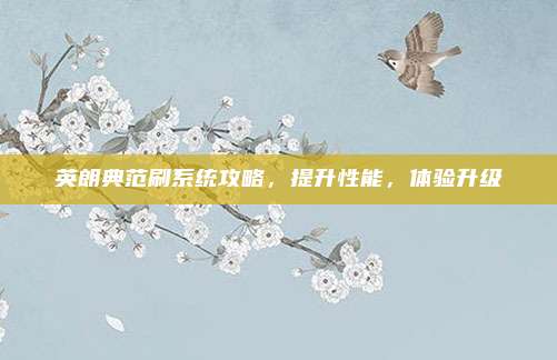 英朗典范刷系统攻略,提升性能,体验升级