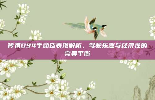 传祺GS4手动挡表现解析,驾驶乐趣与经济性的完美平衡