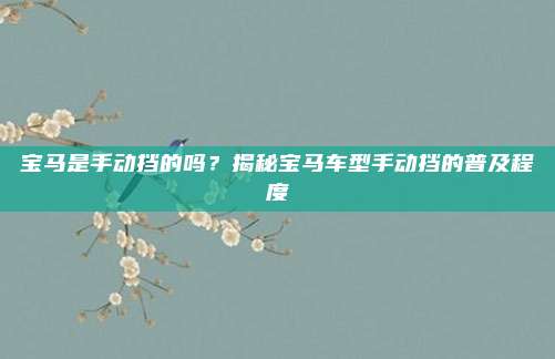 宝马是手动挡的吗？揭秘宝马车型手动挡的普及程度