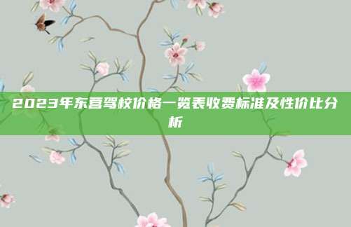 2023年东营驾校价格一览表收费标准及性价比分析
