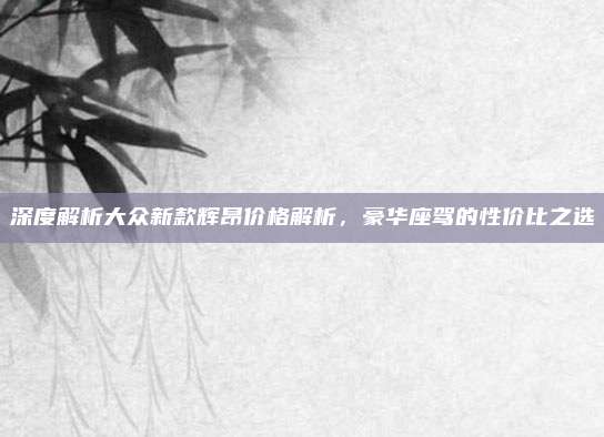 深度解析大众新款辉昂价格解析，豪华座驾的性价比之选
