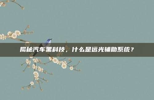 揭秘汽车黑科技,什么是远光辅助系统?