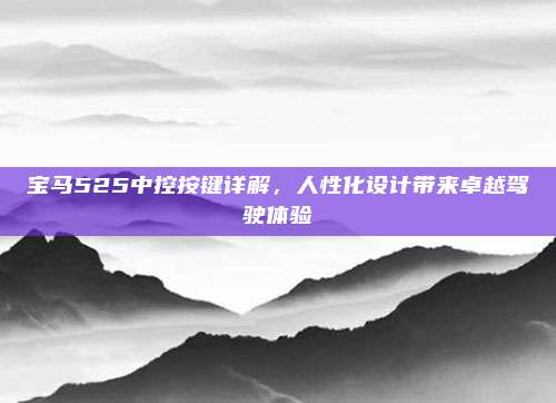 宝马525中控按键详解,人性化设计带来卓越驾驶体验