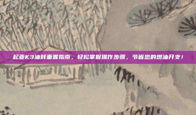 起亚K3油耗重置指南,轻松掌握操作步骤,节省您的燃油开支!