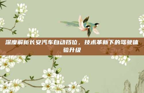 深度解析长安汽车自动挡位,技术革新下的驾驶体验升级