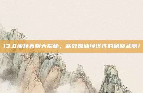 13.8油耗真相大揭秘，高效燃油经济性的秘密武器！