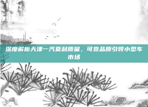 深度解析天津一汽夏利质量，可靠品质引领小型车市场