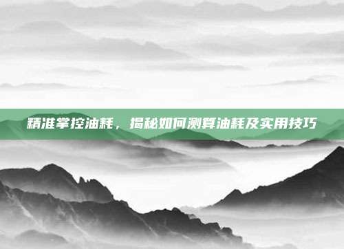 精准掌控油耗,揭秘如何测算油耗及实用技巧