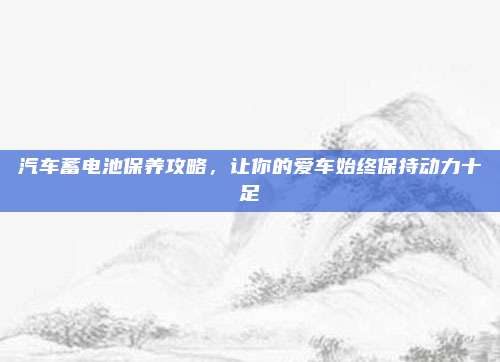 汽车蓄电池保养攻略,让你的爱车始终保持动力十足