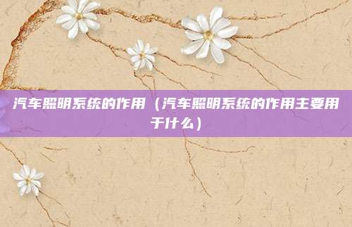 汽车照明系统的作用(汽车照明系统的作用主要用于什么)