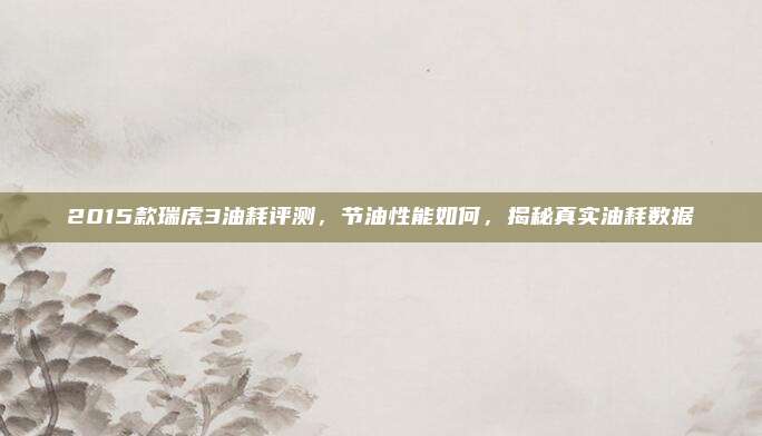 2015款瑞虎3油耗评测,节油性能如何,揭秘真实油耗数据
