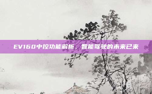 EV160中控功能解析，智能驾驶的未来已来