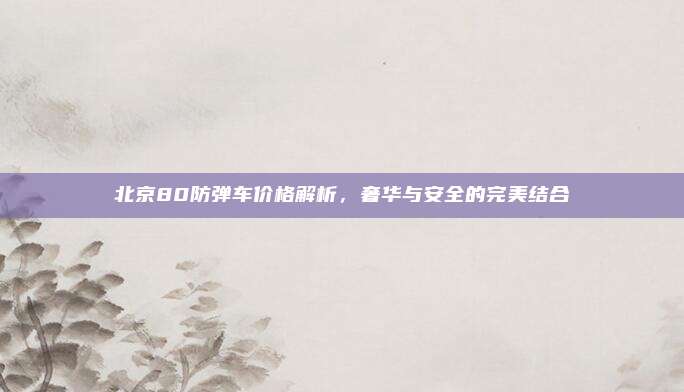 北京80防弹车价格解析,奢华与安全的完美结合